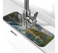 Rocky Mountains Printed Diatomite Kitchen Faucet Mat, Water Absorbent Sink Splash Guard, Quick Drying Faucet Pad , Non-Slip Sink Accessories for Kitchen Bathroom Counter (15" X 5.5" )