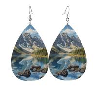 Rocky Mountains Printed Leather Earring For Women,Teardrop Dangle Earrings For Women Friends Valentine Birthday Party Christmas Gifts