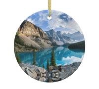 Rocky Mountains Printing Christmas Tree Ceramic Hanging Personalized Printed Christmas Home Porcelain Decorate Gifts