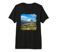 Rocky Mountains Scenic Valley River Landscape Graphic Premium T-Shirt