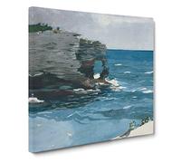 Rocky Shore Bermuda by Winslow homer Canvas Print | Gallery Wrapped 30mm Frame Wall Art | 14x14 inches | Ready to Hang | Classic Picture | Living Room Bedroom Lounge Office