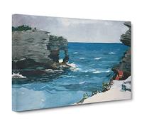 Rocky Shore Bermuda By Winslow Homer Canvas Print | Gallery Wrapped 30mm Frame Wall Art | 20x14 inches | Ready to Hang | Classic Picture | Living Room Bedroom Lounge Office