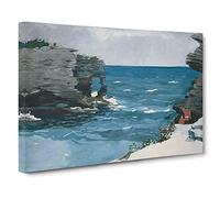 Rocky Shore Bermuda By Winslow Homer Canvas Print | Gallery Wrapped 30mm Frame Wall Art | 30x20 inches | Ready to Hang | Classic Picture | Living Room Bedroom Lounge Office