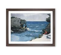 Rocky Shore Bermuda By Winslow Homer Classic Painting Framed Print | A4 Walnut Framed Wall Art | Ready to Hang | Classic Historical Picture | Living Room Bedroom Lounge Office