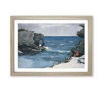 Rocky Shore Bermuda by Winslow Homer Framed Print | A2 Oak Framed Wall Art | Ready to Hang | Modern Nature Picture | Living Room Bedroom Lounge Office