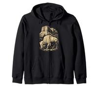 Rocky Terrain Bison National Park Travel Souvenir Zip Hoodie