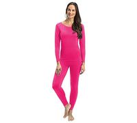 Rocky Thermal Underwear for Women Lightweight Cotton Knit Thermals Women's Base Layer Long John Set, Hot Pink, XS