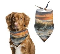 Rocky Wave Sunset Painting Easter Dog Bandanas for Small Medium Large Dogs,Cat Dogs,Pet Scarf - Polyester Cute Bibs.Triangle Pet Scarf for Puppy Pet,Personalized Birthday/Party Fun Idea Gift
