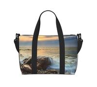 Rocky Wave Sunset Painting Print Italy Flag Print Versatile Handbag for Travel,Hand-Held Crossbody Travel Bag for Your Every Need