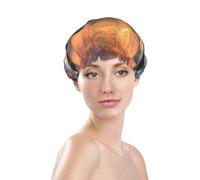 Rocky Wave Sunset Painting Shower Cap for Women Reusable Bath Cap Upgrade Double Layers Bathing Hat Waterproof Elastic Bath Hair Caps for Women Ladies Spa Salon Hair Bath Hat