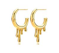 Rockyu Earrings, Hypoallergenic, Simple, Gold, Mirror Treatment, Ring, Studs, C-Shaped Earrings, Light Surface, Stainless Steel, Birthday, Anniversary, Party, Fashion Accessory, Stainless Steel, No