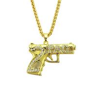 Rockyu Men's Necklace, Brand, Long, Gun Necklace, Hip Hop, Stainless Steel Chain, Machine Gun Pendant, Cool Necklace, Titanium, Hypoallergenic, Accessory, Titanium