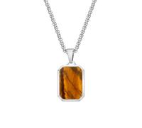 Rockyu Men's Stainless Steel Geometric Rectangle Pendant Necklace Green Turquoise Tiger Eye Lapis Lazuli 60cm Chain Gift Christmas, 長さ60cm、ペンダント幅15mm、高さ22mm, Stainless Steel, No Gemstone