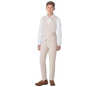 Roco, Boys 3 Piece Beige Wedding Suit, Boys Suit with Beige Double Breasted Waistcoat, 01 Year