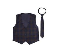 Roco Boy's Beckett - Double Breasted Navy Checked Waistcoat | Size: 2 Years Roco Navy 2 Years