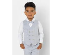 Roco Boy's Charlie - 4 Piece Blue Check Slim Fit Wedding Waistcoat Suit Set in Light Blue | Size: 3-4 Years Roco Light Blue 3-4 Years