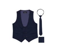 Roco Boy's Cillian - Navy Double Breasted Checked Waistcoat | Size: 11 Years Roco Navy 11 Years