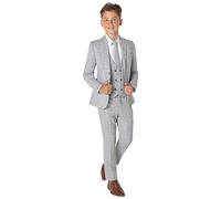 Roco, Boys Grey Check Suit, Page boy Suit with Double Breasted Waistcoat, 15 Years