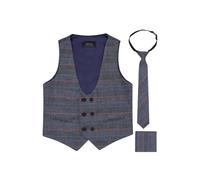 Roco Men's Cillian - Double Breasted Blue Checked Waistcoat | Size: 15 Years Roco Blue 15 Years