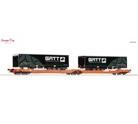 Roco Wascosa Sdggmrs/T3000e Flat Wagon w/Gatt Trailers VI 1:87 Scale, HO Scale