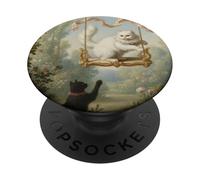 Rococo Cat on Swing Art Vintage Garden Fragonard Inspired PopSockets Adhesive PopGrip