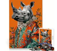 Rococo Rhino on Orange 1000 Piece Jigsaw Puzzle for Teenagers Strong Logic Toy Serene Time Clear Edge Creative Gift (50x75cm)