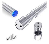 Rocoel Wardrobe Rail and Fittings 57-100 cm - Stainless Steel Extendable Clothes Rail Pole with End Sockets & Screws - Heavy Duty & Rust Resistant for Wardrobe, Shower, Balcony, Windows