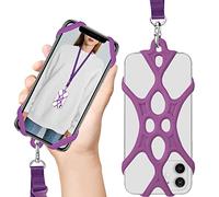 ROCONTRIP 2 in 1 Cell Phone Lanyard Strap Case Holder with Detachable Neckstrap Universal for Smartphone iPhone 8,7 6S iPhone 6S Plus, Google Pixel LG HTC Huawei P10 4.7-6.5 inch (Lotus Purple)