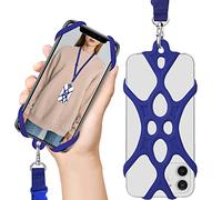 ROCONTRIP 2 in 1 Cell Phone Lanyard Strap Case Holder with Detachable Neckstrap Universal for Smartphone iPhone 8,7 6S iPhone 6S Plus, Google Pixel LG HTC Huawei P10 4.7-6.5 inch (Dark Blue)