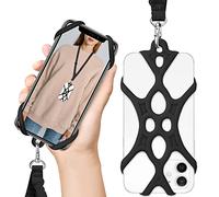 ROCONTRIP 2 in 1 Cell Phone Lanyard Strap Case Holder with Detachable Neckstrap Universal for Smartphone iPhone 8,7 6S iPhone 6S Plus, Google Pixel LG HTC Huawei P10 4.7-6.5 inch (New Black)