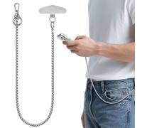 ROCONTRIP Anti-Theft Phone Lanyard Tether & Pants Chain Heavy-Duty Phone Strap With Metal Tether Tab Detachable Anti-Drop Lanyard for iPhone,Wallet,Key Great for Outdoor Hiking Cycling(Silver)