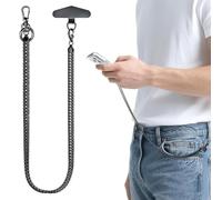 ROCONTRIP Anti-Theft Phone Lanyard Tether & Pants Chain Heavy-Duty Phone Strap With Metal Tether Tab Detachable Anti-Drop Lanyard for iPhone,Wallet,Key Great for Outdoor Hiking Cycling(Gunmetal Black)