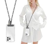 ROCONTRIP Metal Phone Strap Crossbody Phone Lanyard Chain Strap with 2 TPU Tether, iPhone Chain Crossbody for Women Girls Neck Strap for Most Mobile Phones