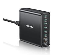 Rocoren USB C Charger Multi Port 340W, 8-Port PD100W QC4.0 PPS GaN Charging Station with 1.5m UK Extension Cord Compatible with MacBook Pro/Air M2, iPhone 16 Pro Max/15 Pro, Galaxy S24 Ultra, Laptop