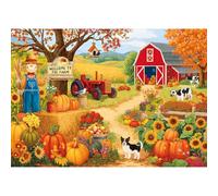 Rocorose 500 Piece Jigsaw Puzzle for Adults, Autumn Pumpkin Harvest Puzzle Challenging Fall Farm Jigsaw Puzzles Perfect for Game Nights Scarecrow Maple Leaves Home Decor