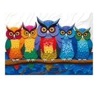Rocorose Colorful Owl Jigsaw Puzzles 1000 Pieces, Kaleidoscopic Owls Puzzles for Adults Impossible Challenge Animal Birds 3D Paper Art Puzzle Perfect for Family Game