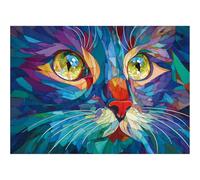 Rocorose Stained Glass Cat Jigsaw Puzzle for Adults, 1000 Pieces Pretty Kitten Art Puzzles Challenging Cute Colorful Animal Puzzle for Game Nights Home Decor