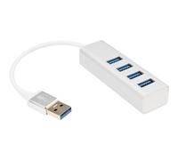 Rocstor Premium Portable 4 Port SuperSpeed Mini USB 3.0 Hub - Aluminum Silver - USB - External - 4 USB Ports Female - 4 USB 3.0 Ports - PC, Mac - 6 in Mini Hub with Built-in SuperSpeed Cable 5Gbps - U