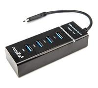 Rocstor Premium Slim Portable 4 Port Hub - USB-C to 4x USB-A Slim Hub - USB 3.0 Hub - Bus Powered - Black - USB C to USB Type-A Hub - USB Type C - External - USB-C 3.1 to 4 USB Type-A 3.0 Port(s) USB-