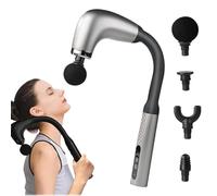 Rocuma Massage Hammer,MassageGun with Upgraded Extension Handle,U-Shaped Back Massager for Pain Relief Deep Tissue,4 Massage Heads&9 Levels of Adjustable Intensity for Neck,Shoulder,Leg (Silver)