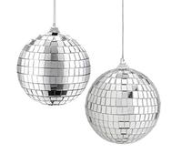 Rocutus 4 Pack Mirror Disco Balls,Silver Hanging Party Disco Ball for Party or DJ Light Effect, Home Decorations, Stage Props, Game Accessories (4 Inch)