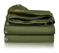 Rocutus Canvas Tarp, Heavy Duty Waterproof & UV Resistant Green Canvas Tarps, Eco-Friendly Silicone Coated, Reinforced Edges & Grommets for Pool, Boat, Outdoor Use (9.8 x 9.8 ft)