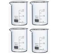 Rocwing Boro 3.3 Glass Graduated Measuring Beaker for Lab or Kitchen (4X25ml)