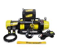 RocwooD Electric Winch 13500lbs 12V Synthetic Cable Heavy Duty Fairlead Wireless Remote Control Including Mounting Holes & Wireless Remotes Offroad Heavy Duty