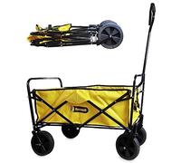 RocwooD Garden Trolley Foldable Cart Folding 200kg Capacity Beach Camping Festival Fishing Shopping Utility Wagon Heavy Duty Outdoor Collapsible Yellow Black