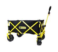 RocwooD Garden Trolley Foldable Cart Folding 200kg Deluxe Capacity Beach Camping Festival Fishing Shopping Utility Wagon Heavy Duty Outdoor Collapsible Black Yellow