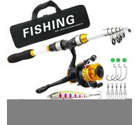 Rod And Reel Combo - Telescopic Fishing Pole With Reel | Bait Setup And Lightweight Fishing Carrier Bag | Complete Gear Kit For Enthusiasts Beginners