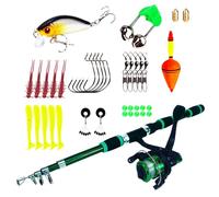 Rod Combo - Telescopic Carbon Pole Set, Lightweight Casting Kit | Folding Equipment Building, Travel Fisherman Theme, EVA Grip Handle Detail, Accessory