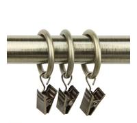 Rod Desyne 10 Count 1-Inch Curtain Rings with Clip for Windows, Antique Brass