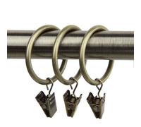 Rod Desyne 10 Count Curtain Rings with Clip, 1-3/8-Inch, Antique Brass